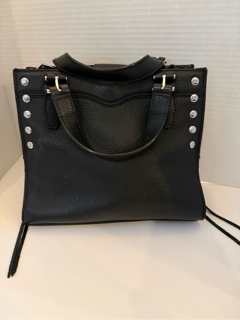 Rebecca Minkoff Black Stud-Accent Leather Handbag
